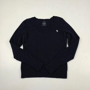 Abercrombie & Fitch Cashmere Sweater Womens Medium Blue V Neck Pullover